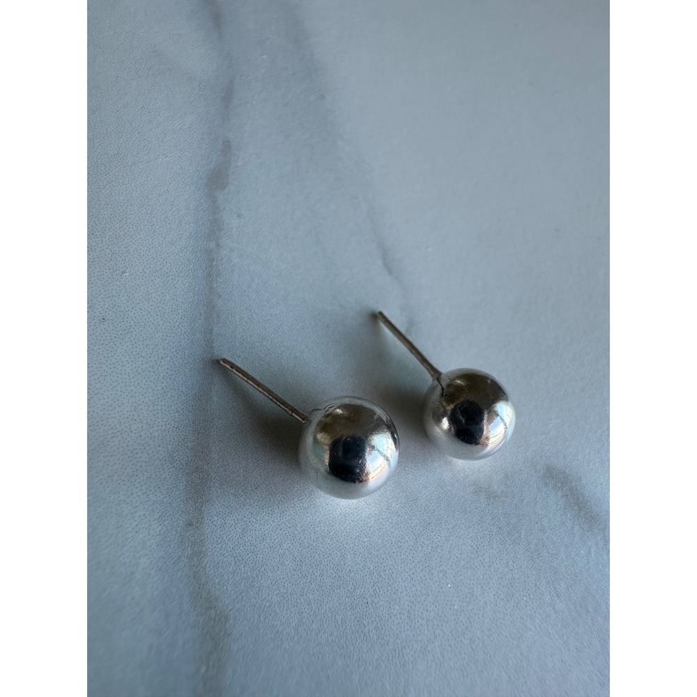 Handmade Sterling‎ Silver Ball Stud Earrings High Polish Round Minimalist 925